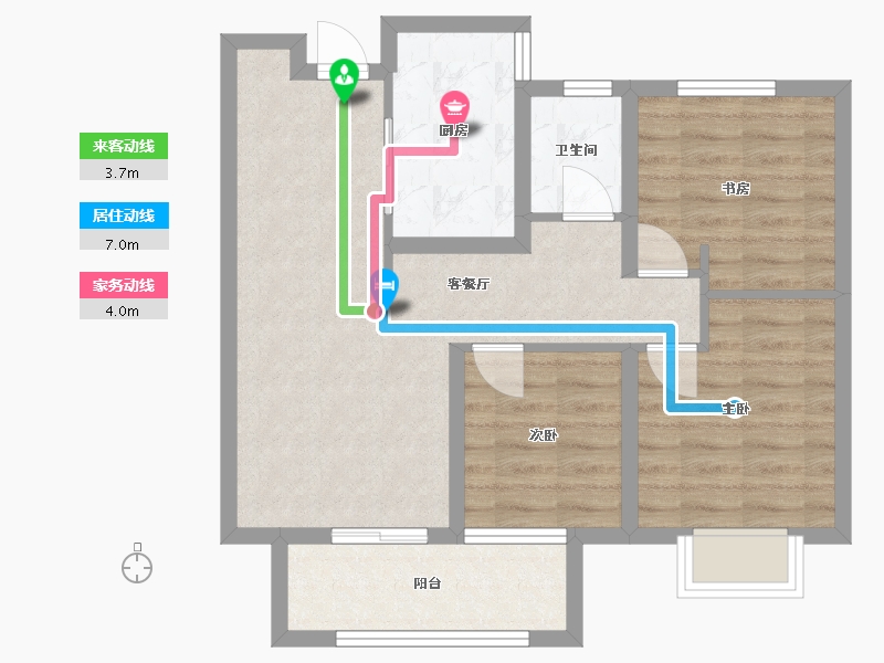 陕西省-西安市-康桥悦蓉园-76.00-户型库-动静线