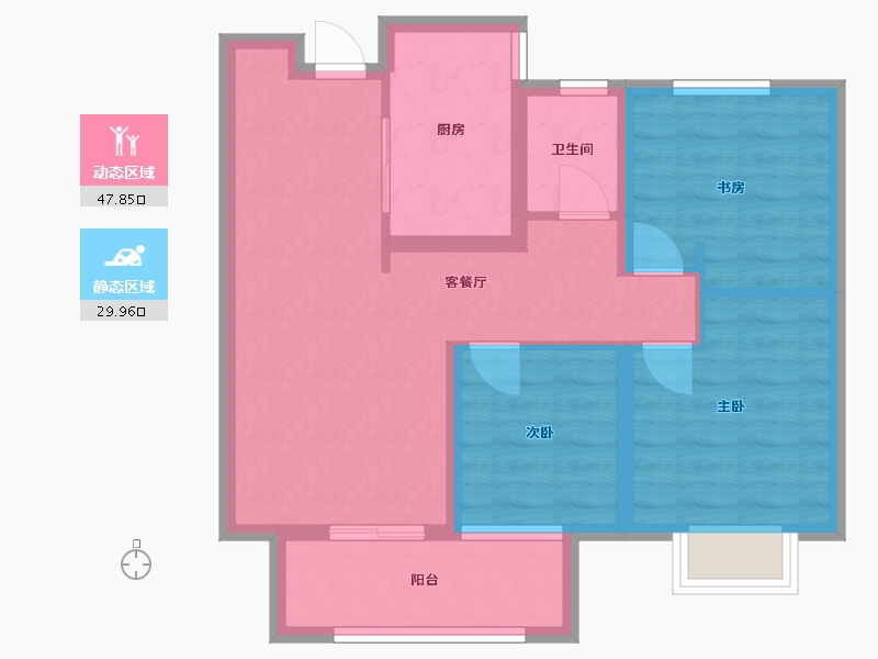 陕西省-西安市-康桥悦蓉园-76.00-户型库-动静分区