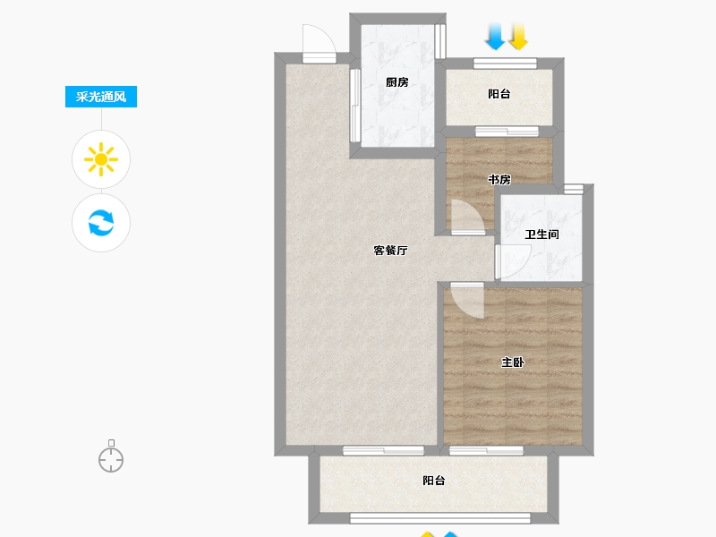 浙江省-嘉兴市-绿地新里程-65.00-户型库-采光通风