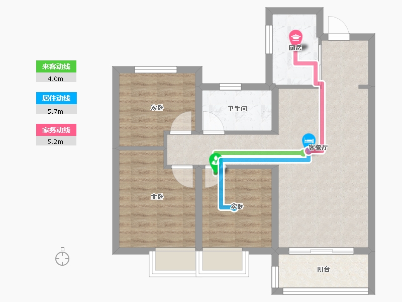 湖北省-武汉市-东原启城-二期-80.00-户型库-动静线