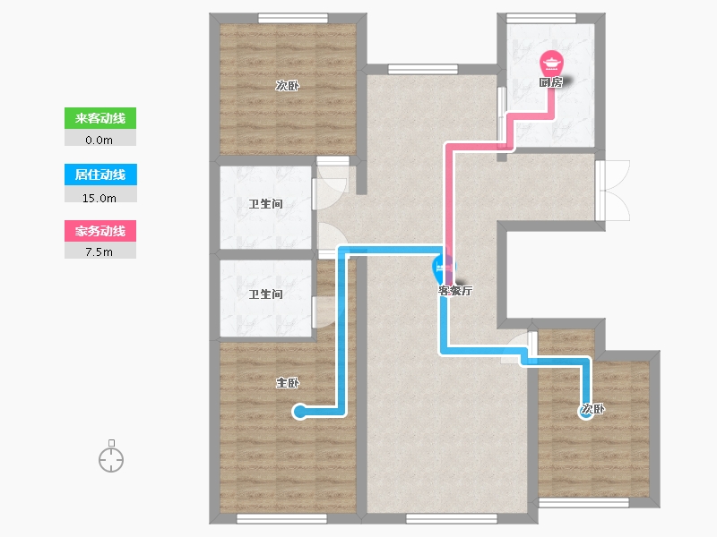 内蒙古自治区-巴彦淖尔市-云锦世家-116.00-户型库-动静线