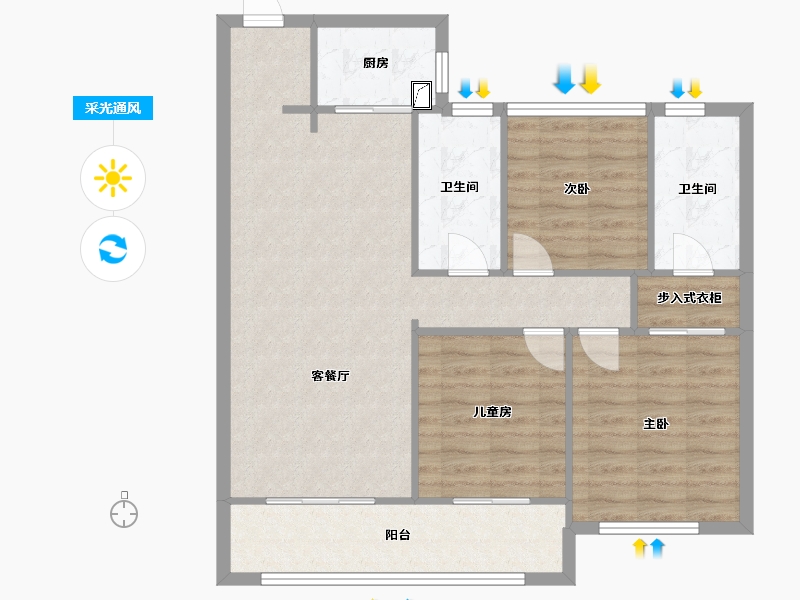 福建省-福州市-龙江玖锦-90.00-户型库-采光通风