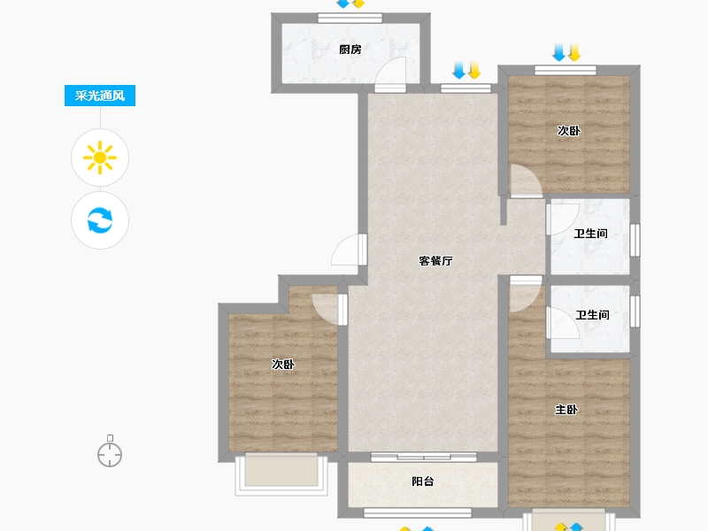 河北省-石家庄市-安定御园-96.30-户型库-采光通风