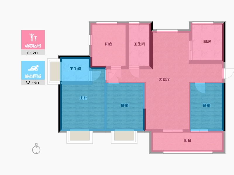 广东省-江门市-台山保利中央公馆-92.36-户型库-动静分区