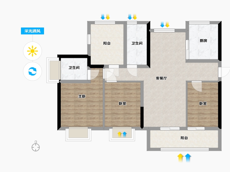 广东省-江门市-台山保利中央公馆-92.36-户型库-采光通风