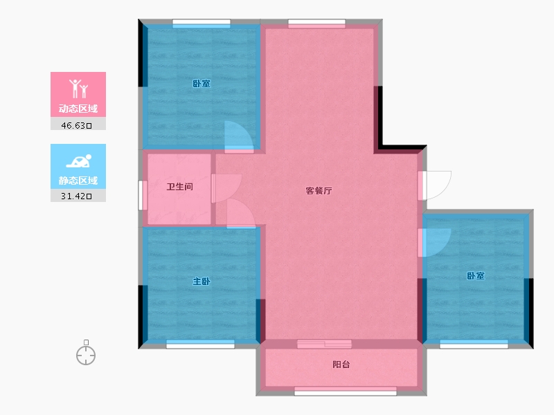 辽宁省-阜新市-金桂园-90.00-户型库-动静分区