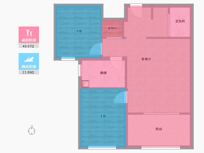 北京-北京市-北投如郡-72.17-户型库-动静分区