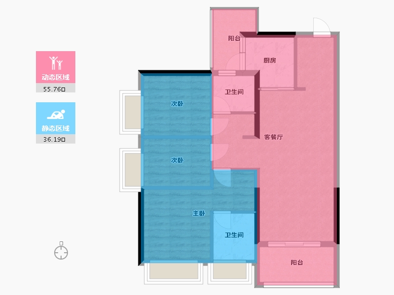 广东省-广州市-富力南驰富颐华庭-83.00-户型库-动静分区