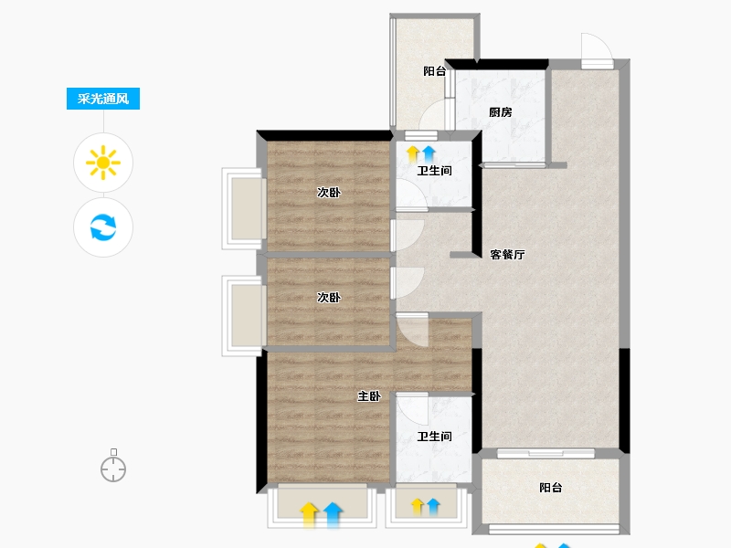 广东省-广州市-富力南驰富颐华庭-83.00-户型库-采光通风