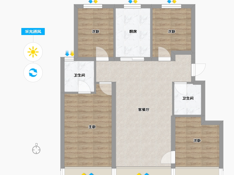 北京-北京市-京能龙湖熙上-85.80-户型库-采光通风