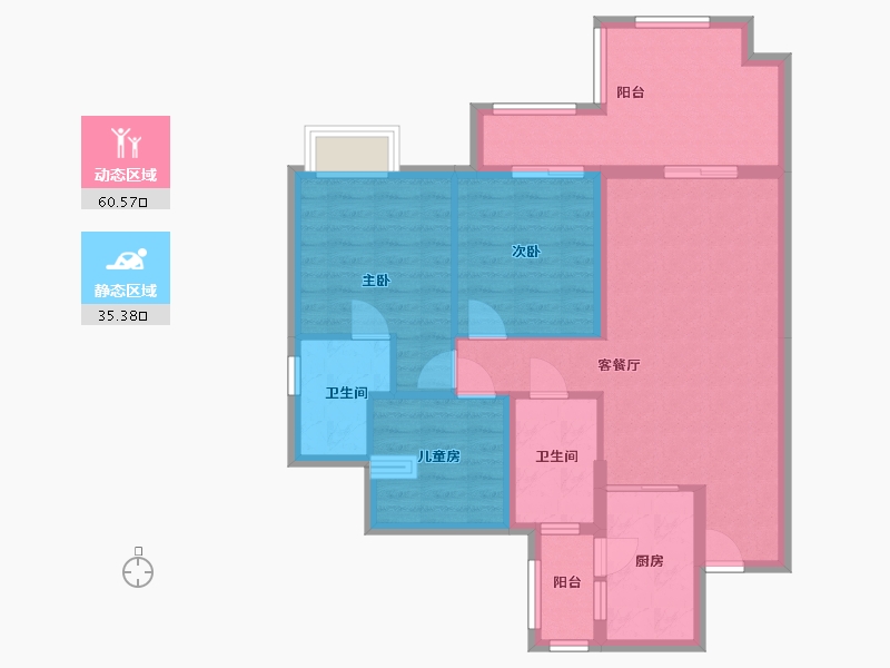 四川省-泸州市-碧桂园生态城-87.00-户型库-动静分区