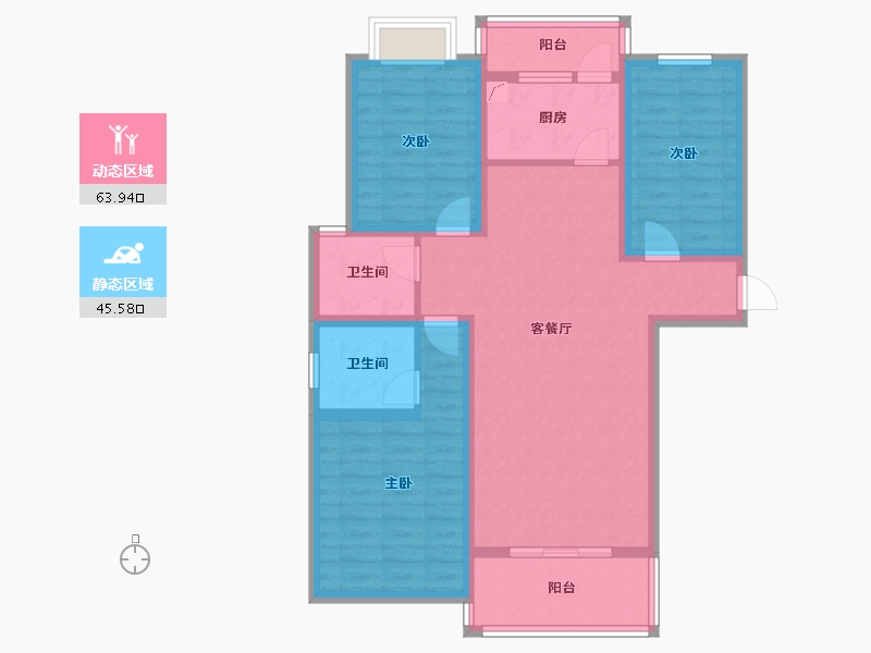 辽宁省-阜新市-滨海名都-103.00-户型库-动静分区