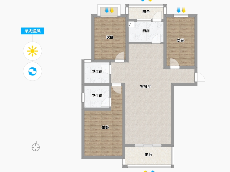 辽宁省-阜新市-滨海名都-103.00-户型库-采光通风