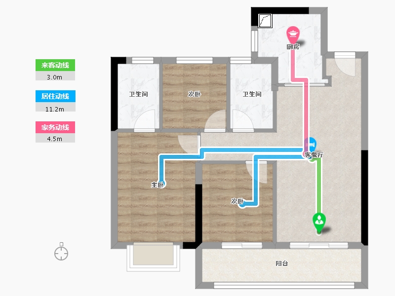 浙江省-宁波市-明玥春汀-73.00-户型库-动静线