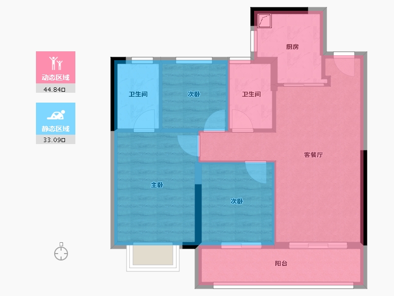 浙江省-宁波市-明玥春汀-73.00-户型库-动静分区