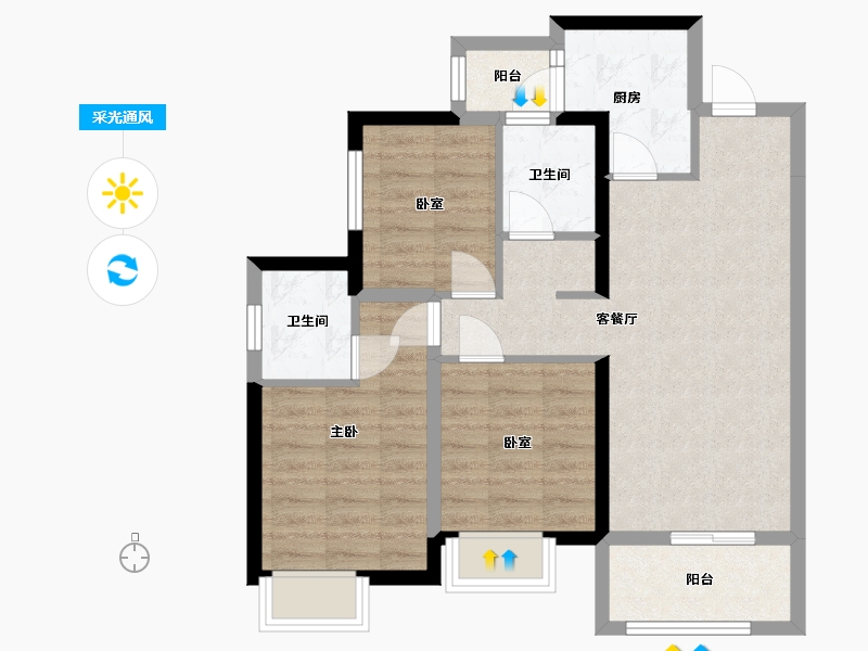 四川省-成都市-青白江万达广场-78.97-户型库-采光通风