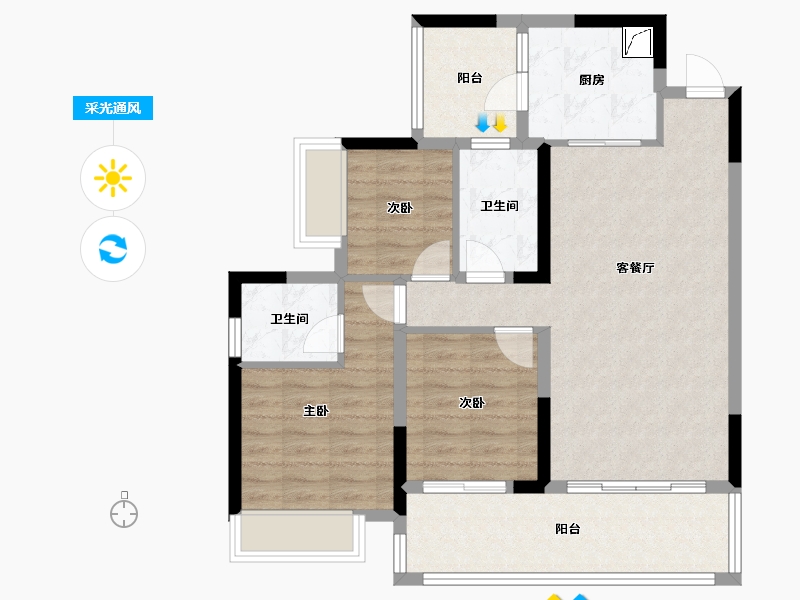 四川省-乐山市-大渡河府-83.50-户型库-采光通风