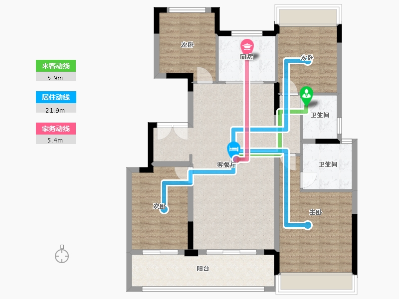 浙江省-绍兴市-中国铁建花语江南-140.00-户型库-动静线