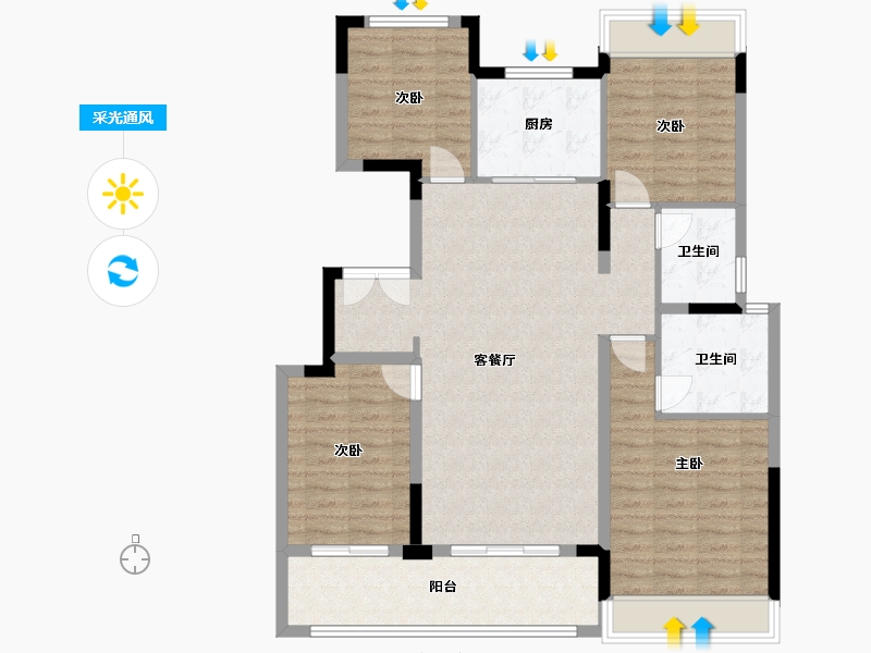 浙江省-绍兴市-中国铁建花语江南-140.00-户型库-采光通风