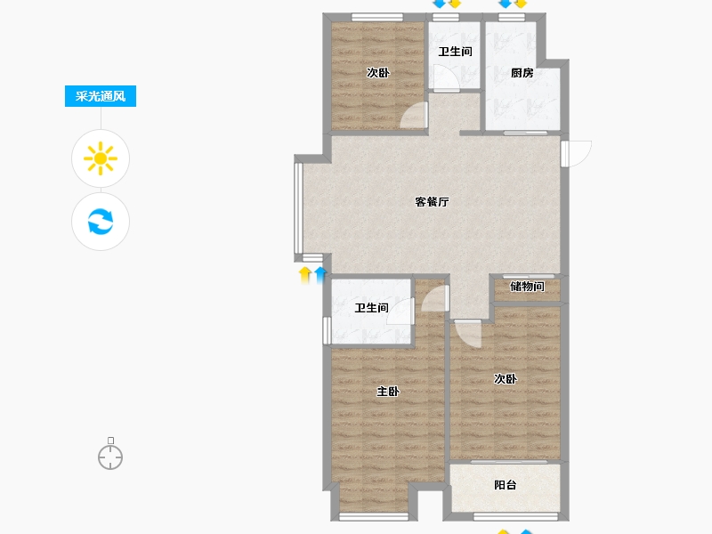 江苏省-南通市-龙游湖壹号-92.00-户型库-采光通风