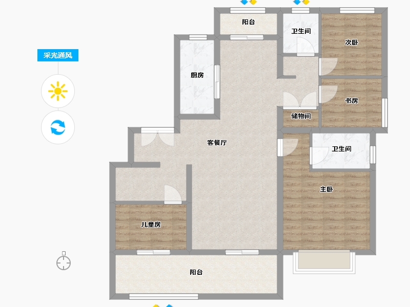 安徽省-滁州市-国誉学府-110.00-户型库-采光通风