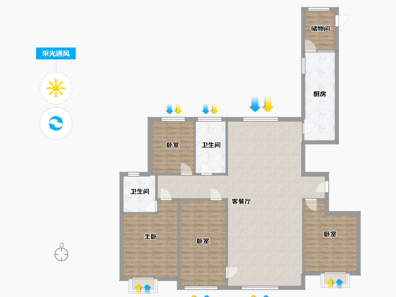 山东省-潍坊市-北辰花园-173.00-户型库-采光通风