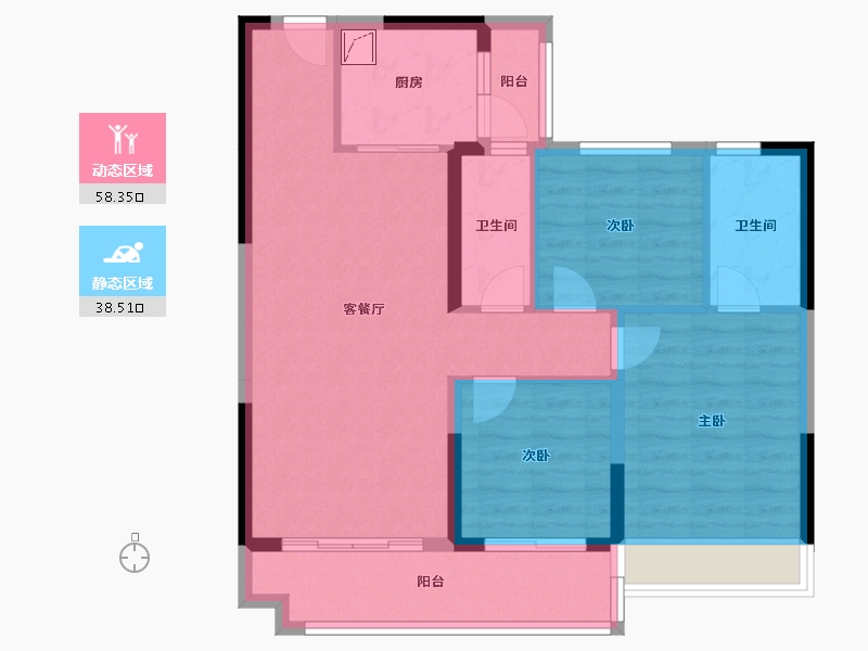 河南省-新乡市-碧桂园-城南之光-96.70-户型库-动静分区