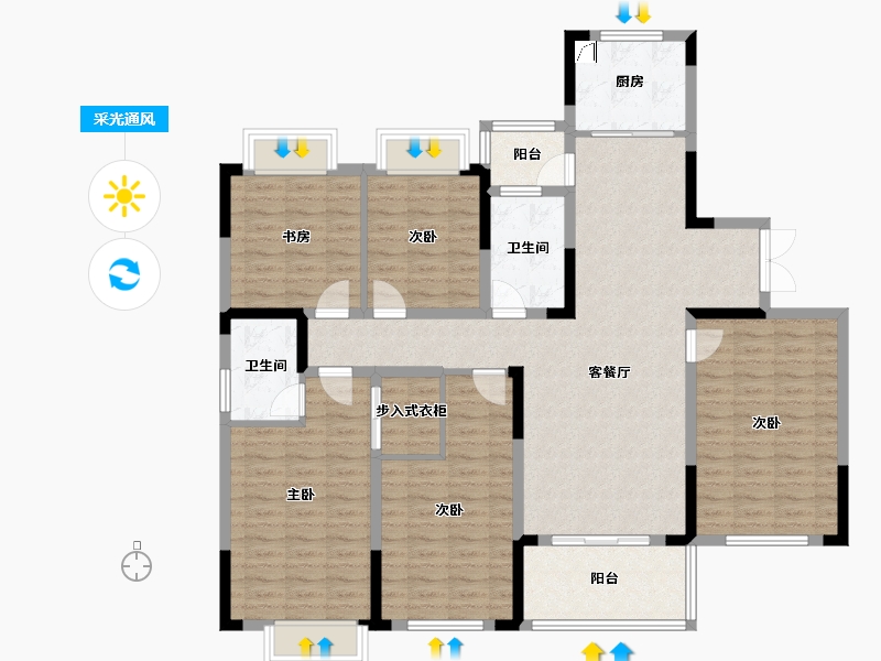 湖南省-长沙市-西湖御苑-150.00-户型库-采光通风