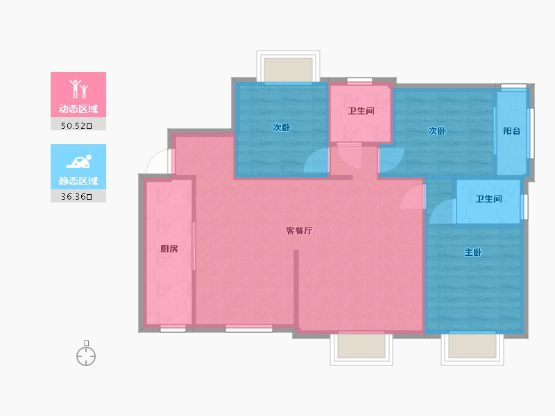 福建省-龙岩市-紫金山体育公园丹桂园-84.21-户型库-动静分区