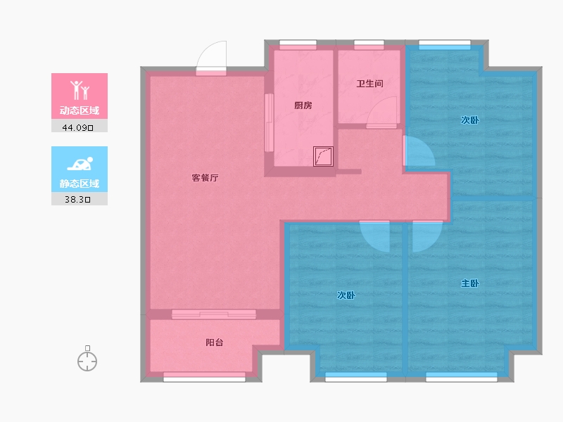 江苏省-扬州市-万科时代之光-74.52-户型库-动静分区