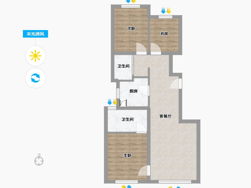 北京-北京市-奥海明月-72.00-户型库-采光通风