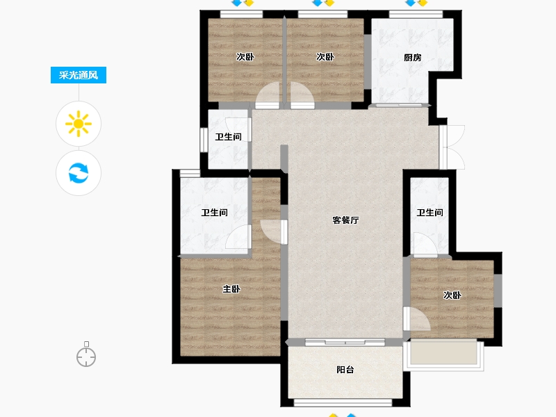 河北省-承德市-凤凰城-116.00-户型库-采光通风