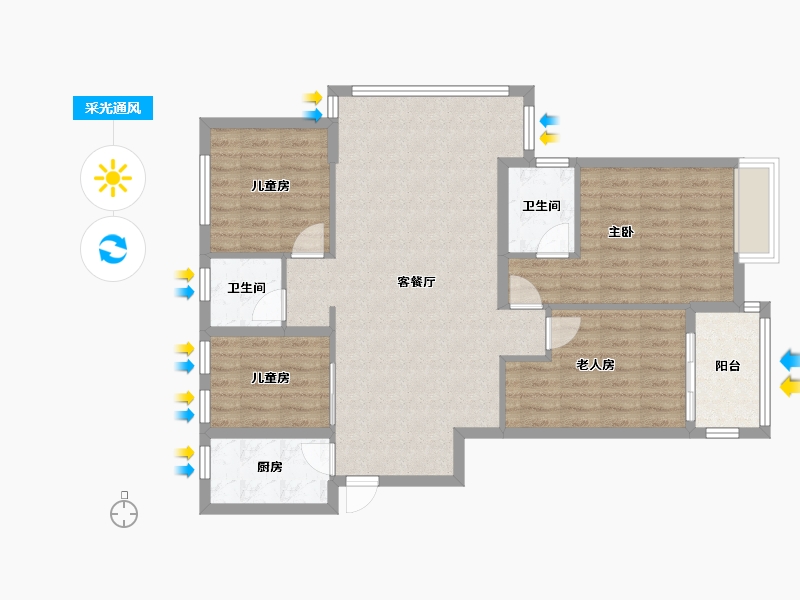 福建省-福州市-景湖佳园-108.00-户型库-采光通风