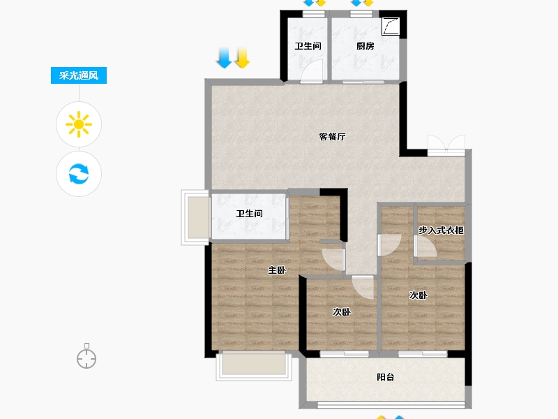 湖北省-荆州市-楚天都市御湖一品-99.00-户型库-采光通风