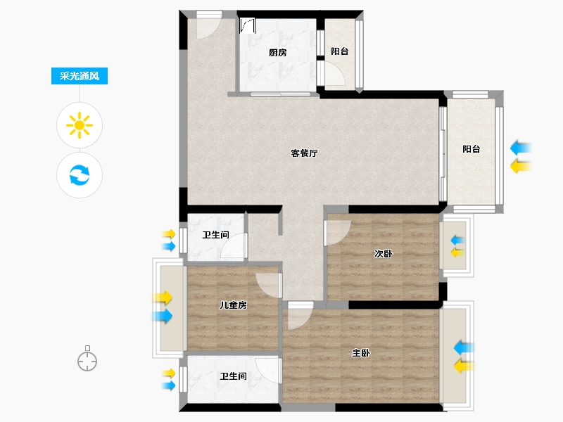 广西壮族自治区-南宁市-天健天境-91.00-户型库-采光通风