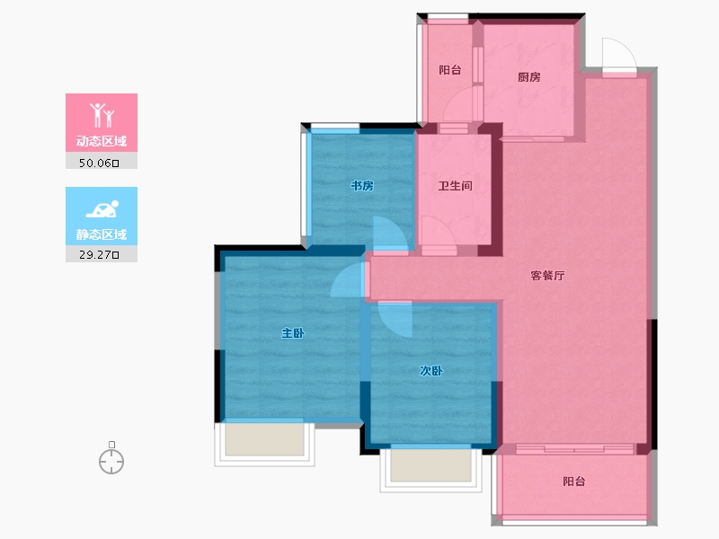 四川省-德阳市-敏捷·翰林府-69.91-户型库-动静分区