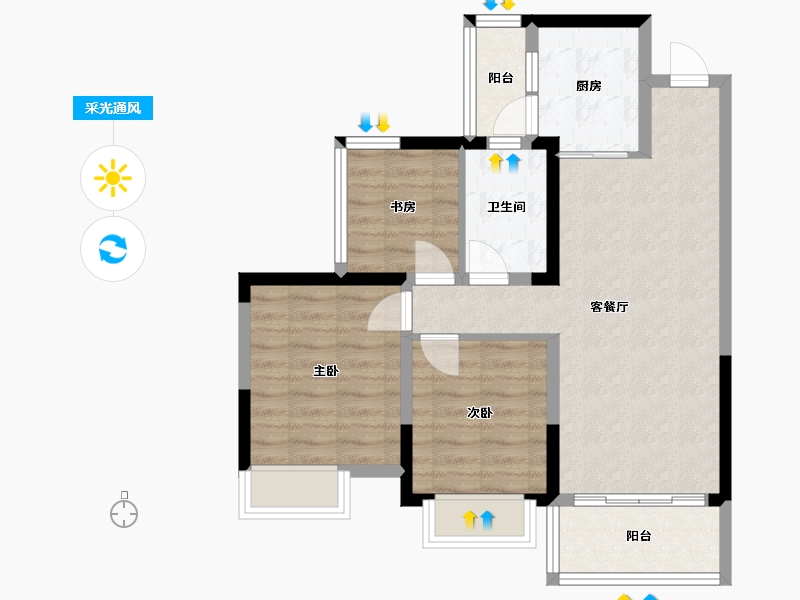 四川省-德阳市-敏捷·翰林府-69.91-户型库-采光通风