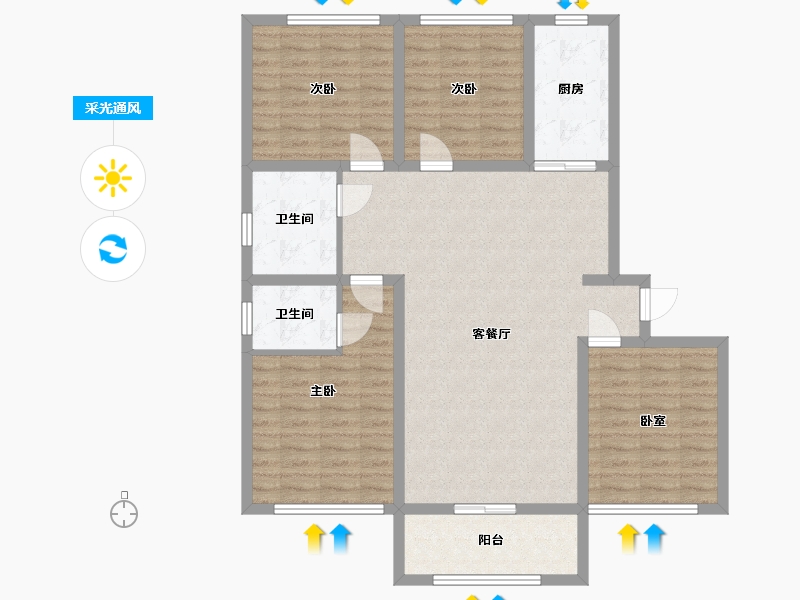 河北省-衡水市-文轩花园-110.00-户型库-采光通风