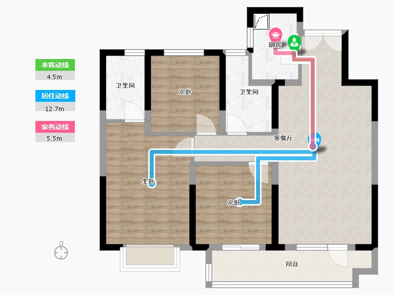 湖北省-武汉市-世界城瑜樾东方-93.75-户型库-动静线