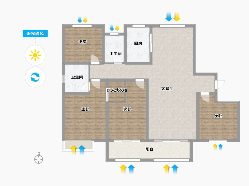 山东省-菏泽市-阳光绿城-140.00-户型库-采光通风