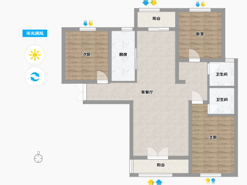 河北省-唐山市-铂悦山-125.00-户型库-采光通风