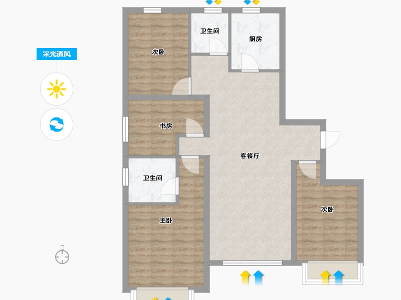 河北省-秦皇岛市-万晟华府-101.00-户型库-采光通风