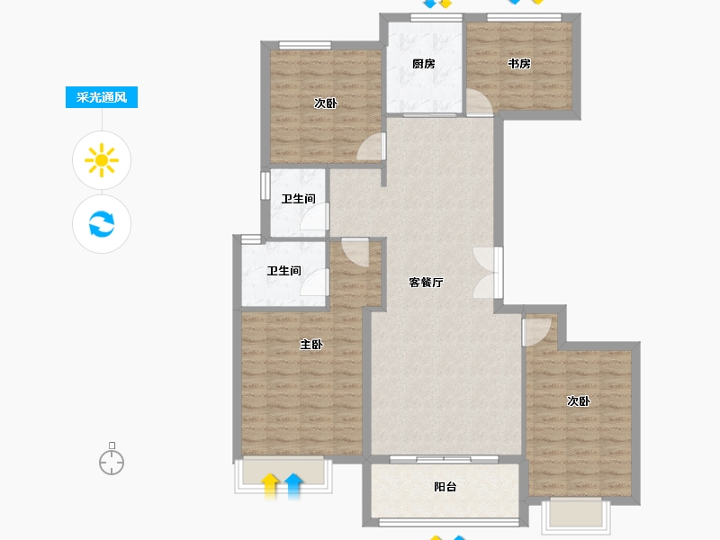 山东省-泰安市-城开林溪郡-120.00-户型库-采光通风