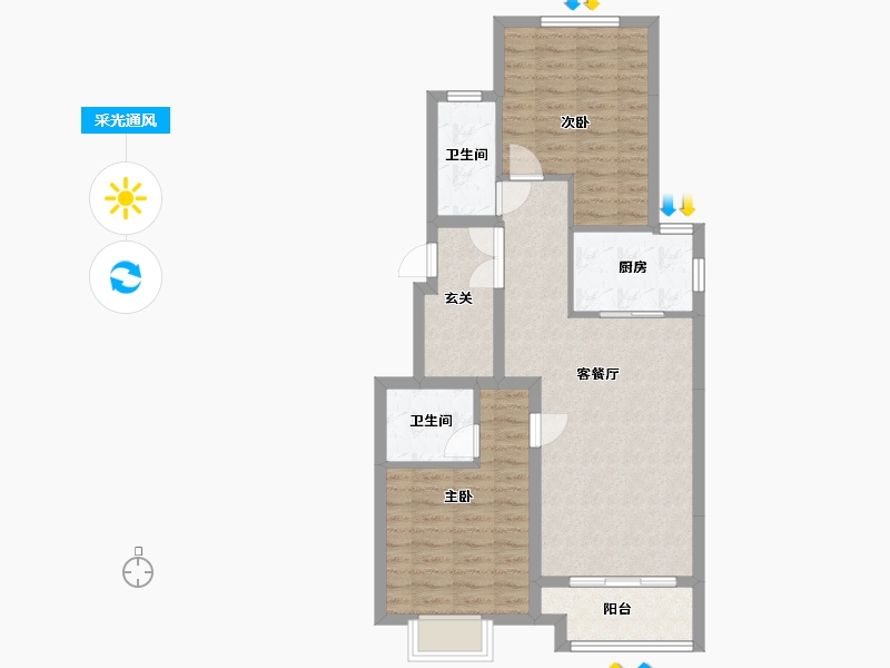 浙江省-嘉兴市-碧水澜湾-87.00-户型库-采光通风