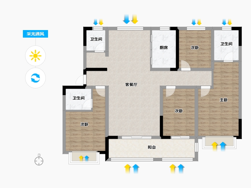 山东省-济宁市-龙城水景苑-141.00-户型库-采光通风