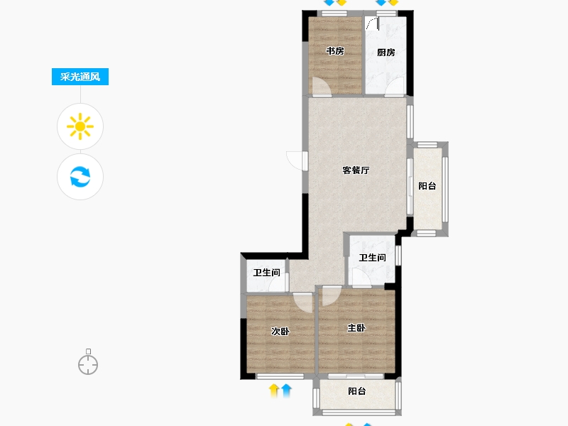 浙江省-嘉兴市-澜悦公馆-72.00-户型库-采光通风