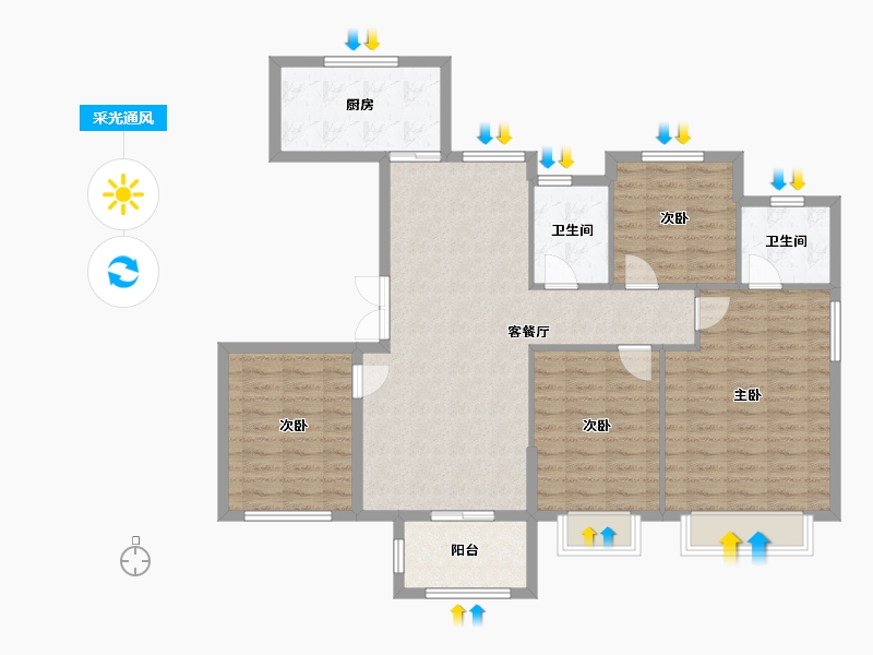 浙江省-台州市-华鸿公馆-110.00-户型库-采光通风