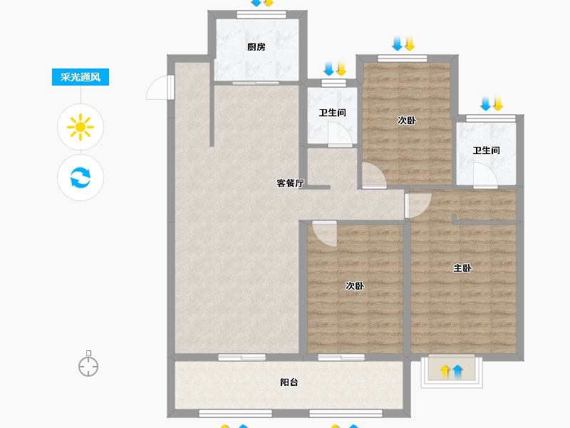 山东省-泰安市-泰山院子-124.00-户型库-采光通风