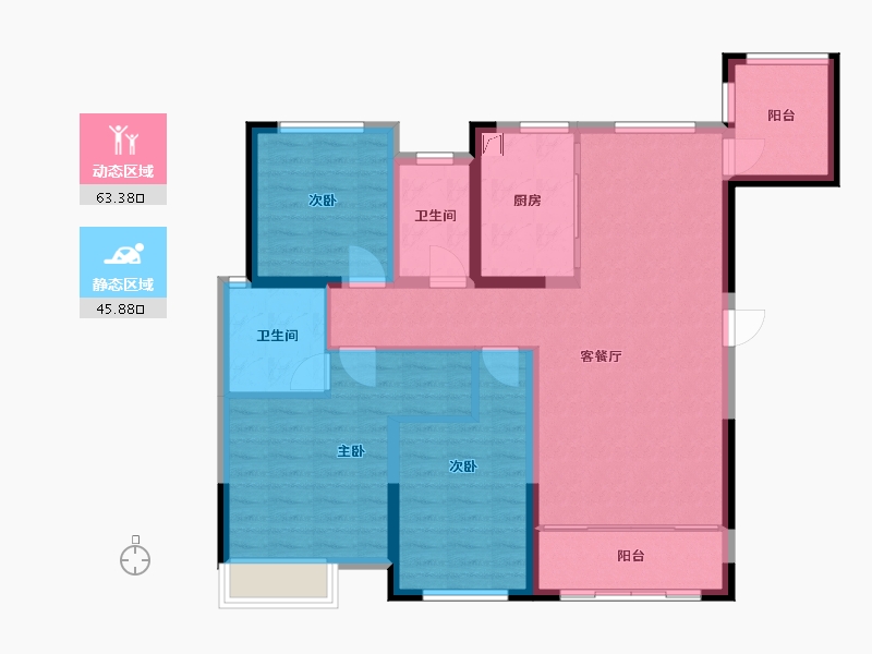 河南省-驻马店市-置地天中第一城上河苑-98.00-户型库-动静分区