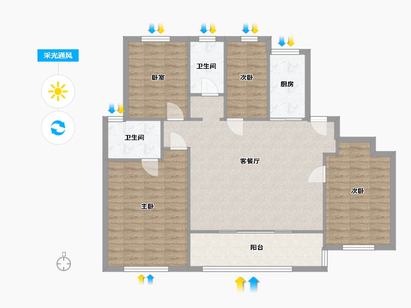 江苏省-苏州市-大悦澜庭-110.00-户型库-采光通风